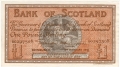 Bank Of Scotland 1 Pound Notes 1 Pound,  1. 1.1945